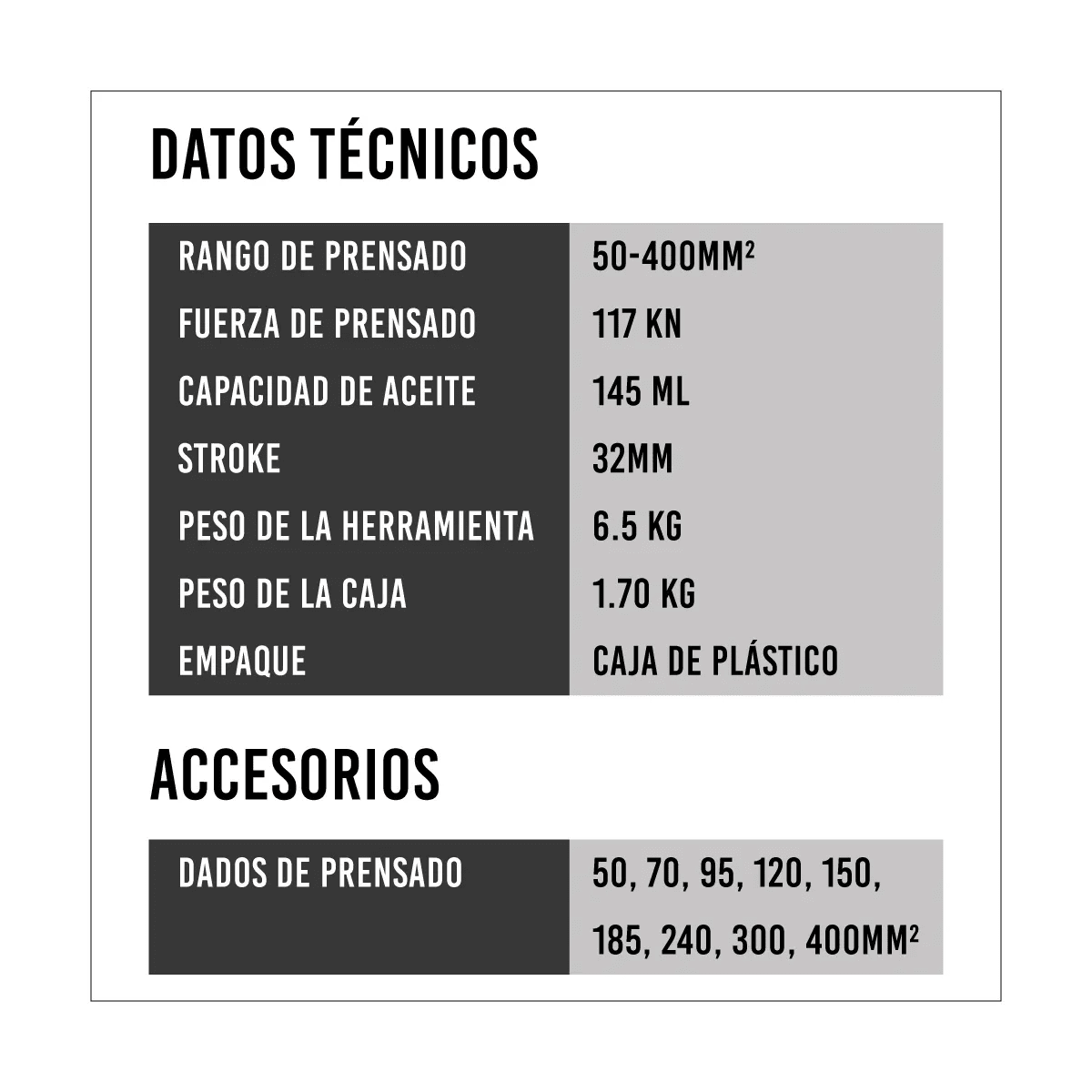 Prensa Terminal Hidráulico Para Cu 50 – 400 mm2 CYO?4303