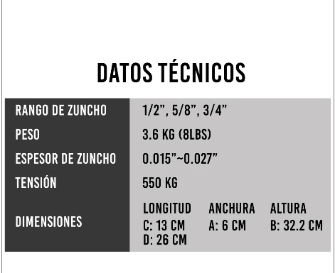 Enzunchadora Combinada Sin Grapa P/ Zuncho Metalico 1/2