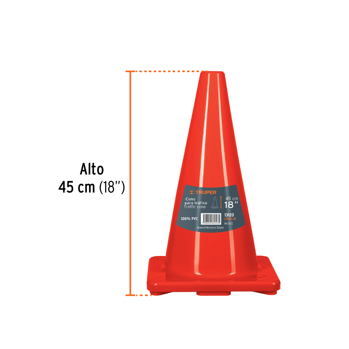 Cono De Seguridad De Pvc 45 Cm (18