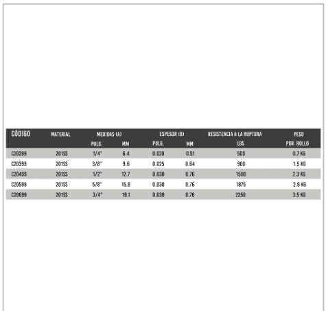 Fleje Gigante De Acero Inoxidable 316SS 1.1/4