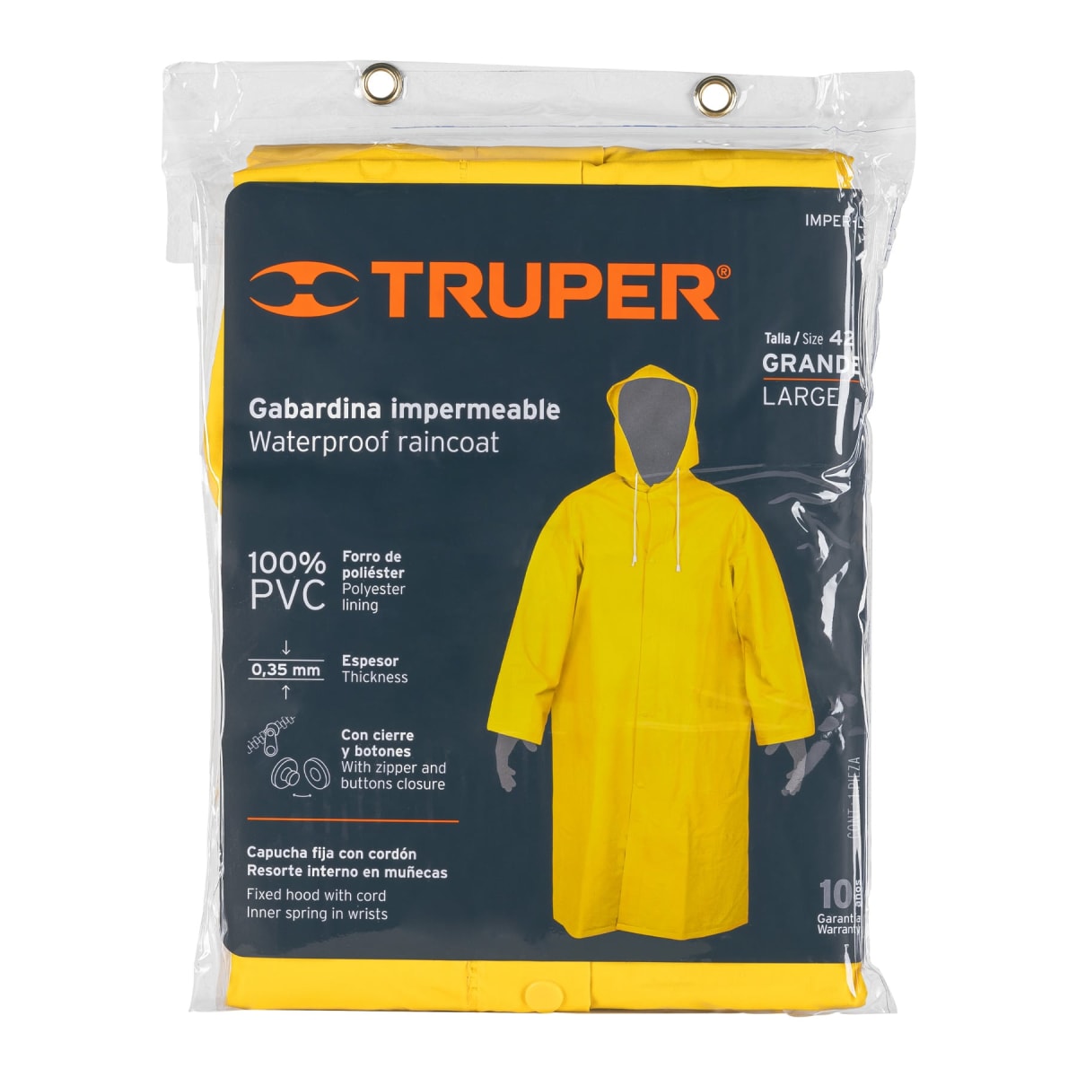 Traje/ Gabardina Impermeable Pvc Talla L Truper 144153