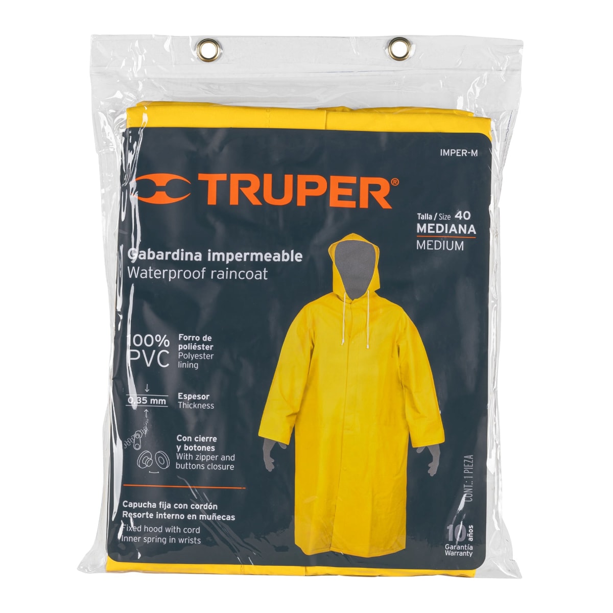 Traje/ Gabardina Impermeable Pvc Talla M Truper 144143