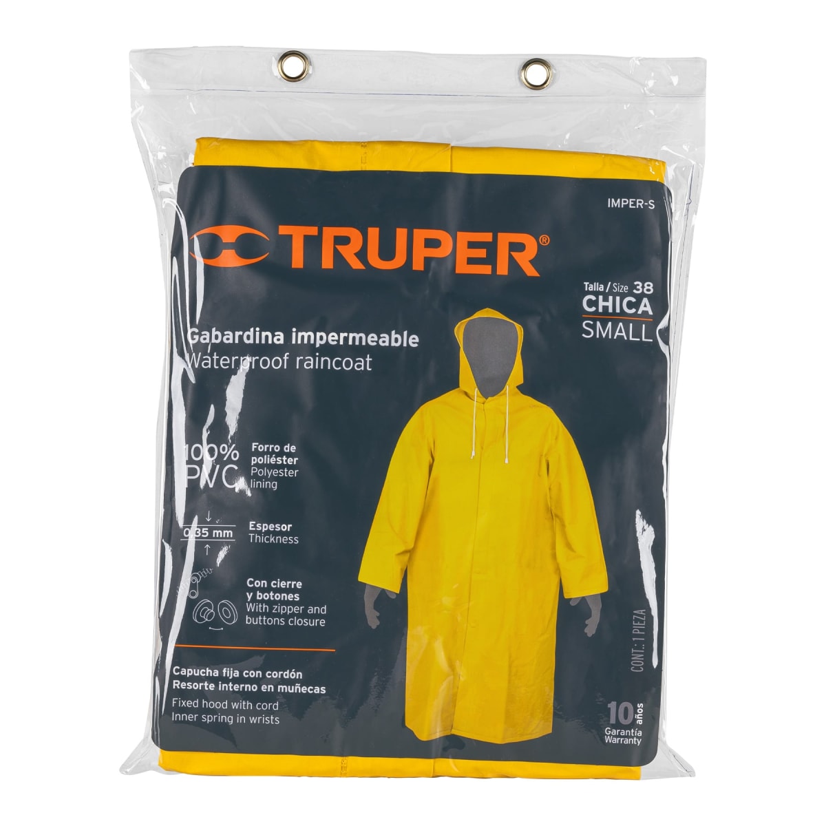 Traje/ Gabardina Impermeable Pvc Talla S Truper 144133