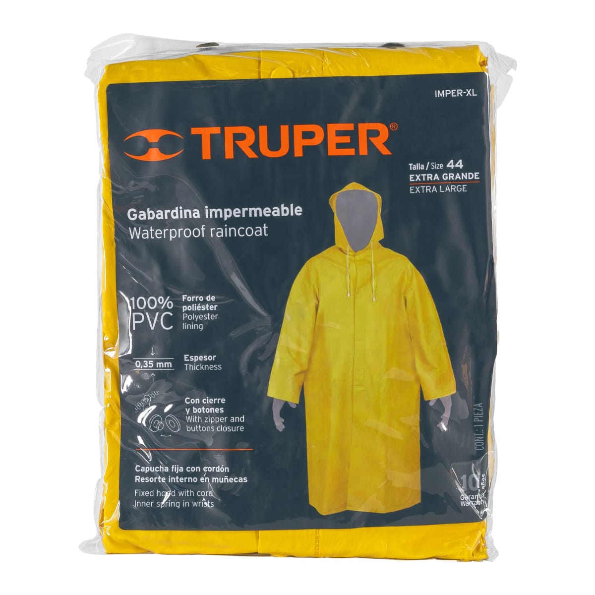 Traje/ Gabardina Impermeable Pvc Talla XL Truper 144163