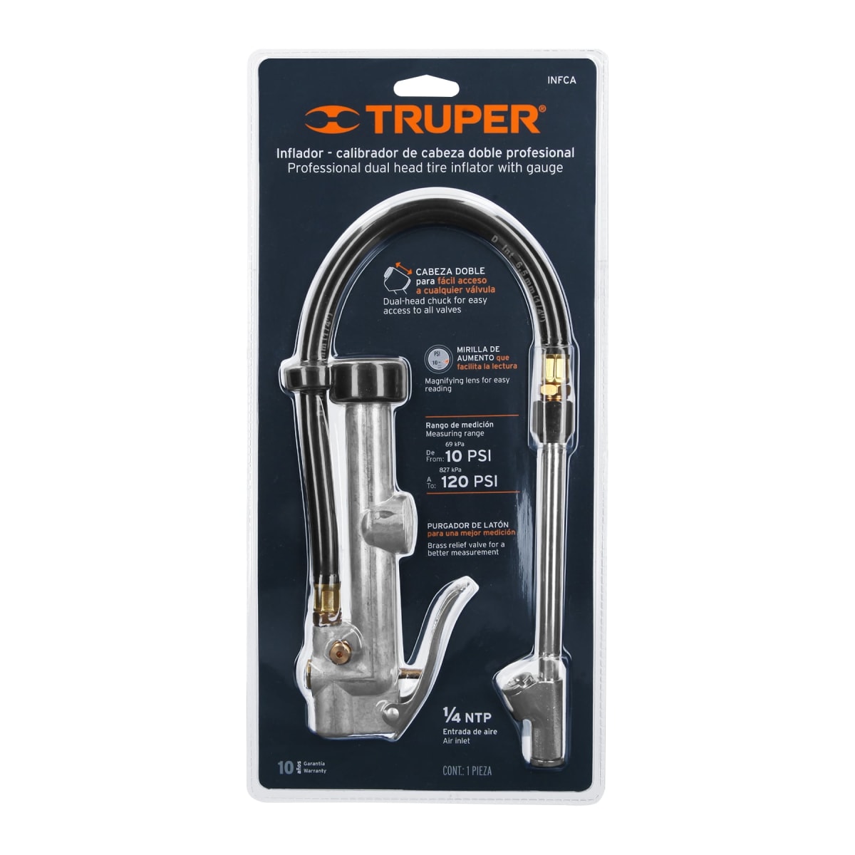 Inflador Calibrador De Cabeza Doble Truper 190284