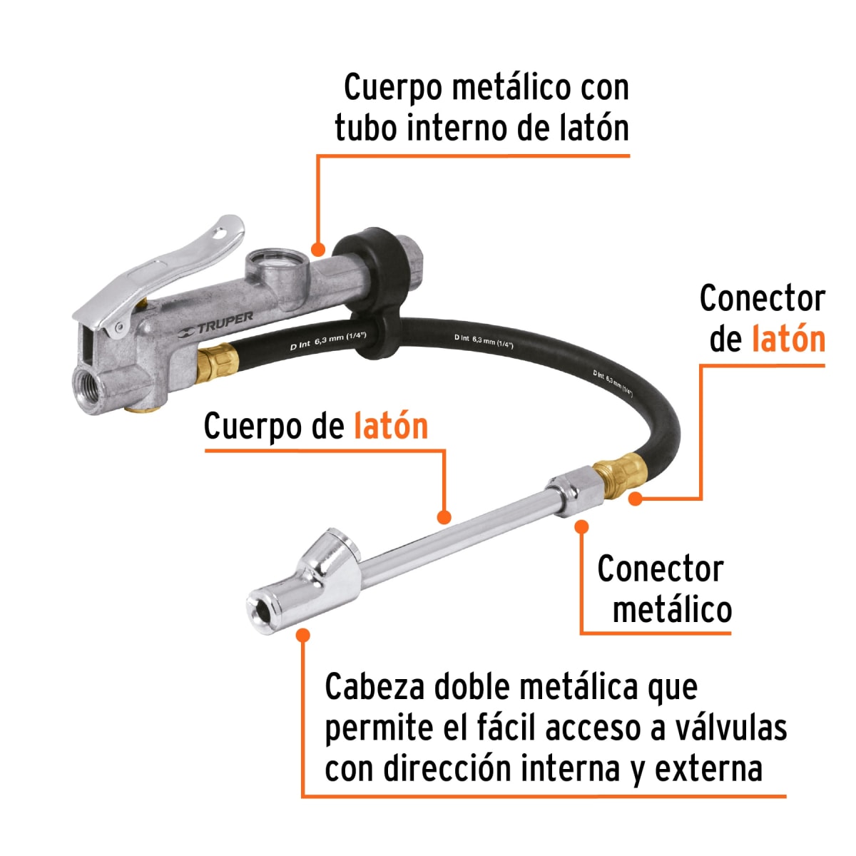 Inflador Calibrador De Cabeza Doble Truper 190282