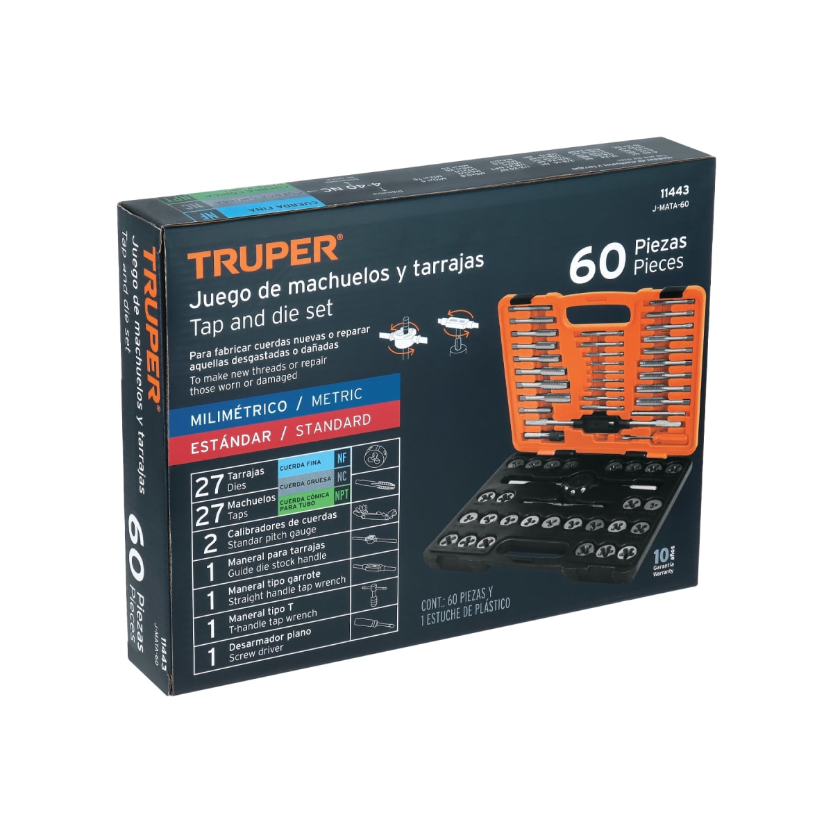 Juego De Machos Y Tarrajas 60 Piezas Truper 114433