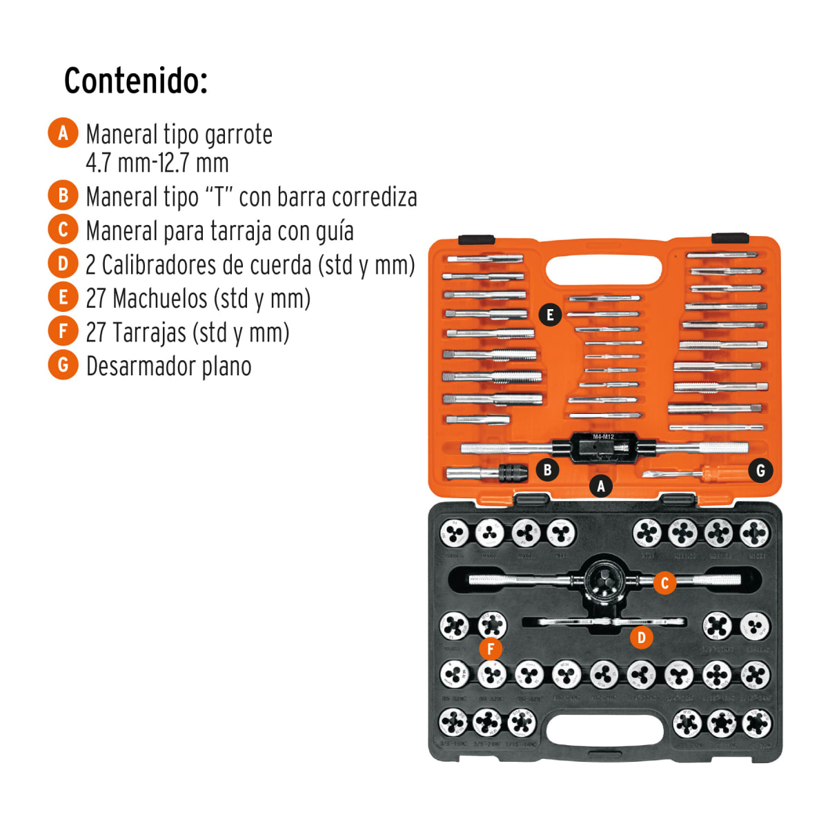 Juego De Machos Y Tarrajas 60 Piezas Truper 114432