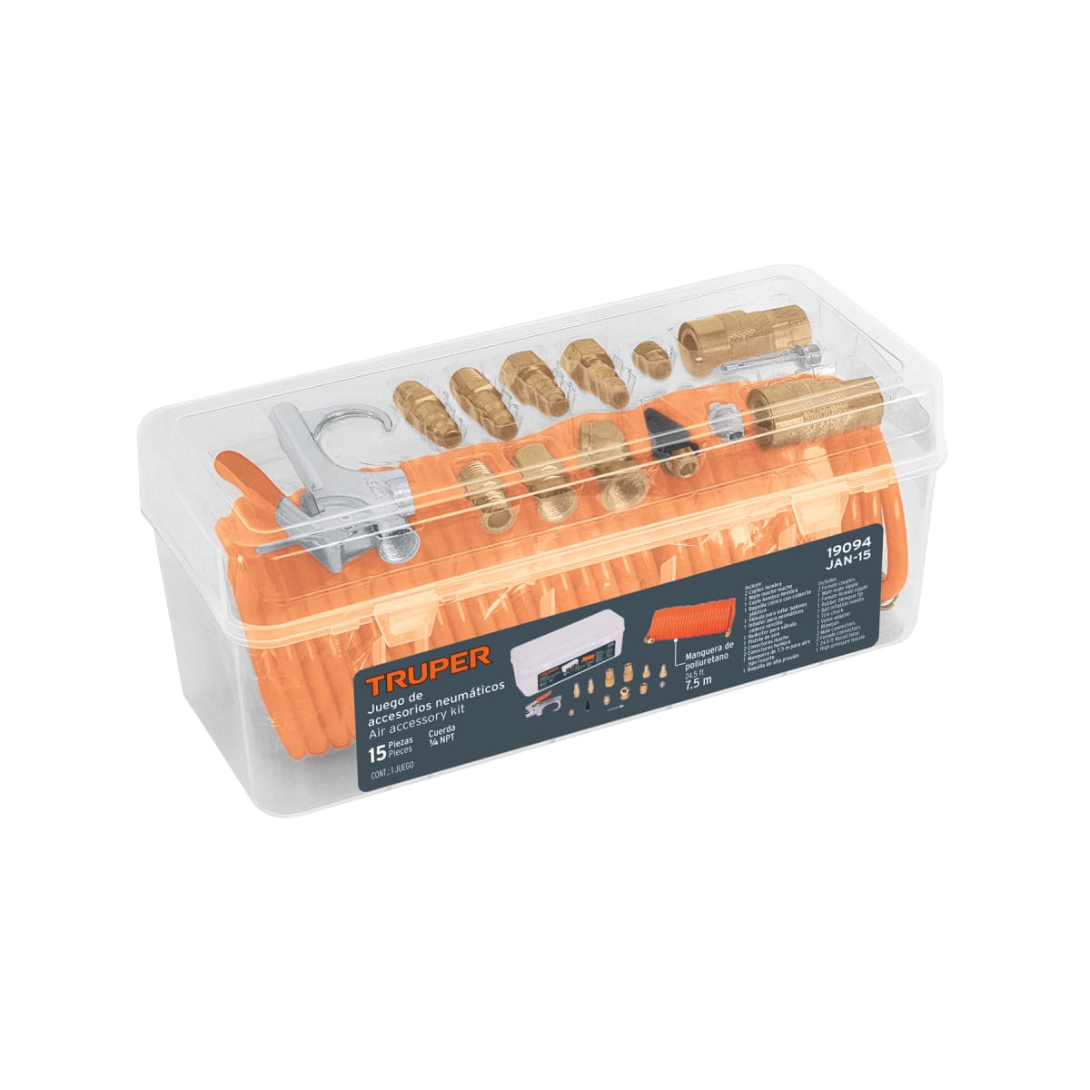 Juego De Accesorios Neumaticos 15pzas P/limpiar/inflar 1/4