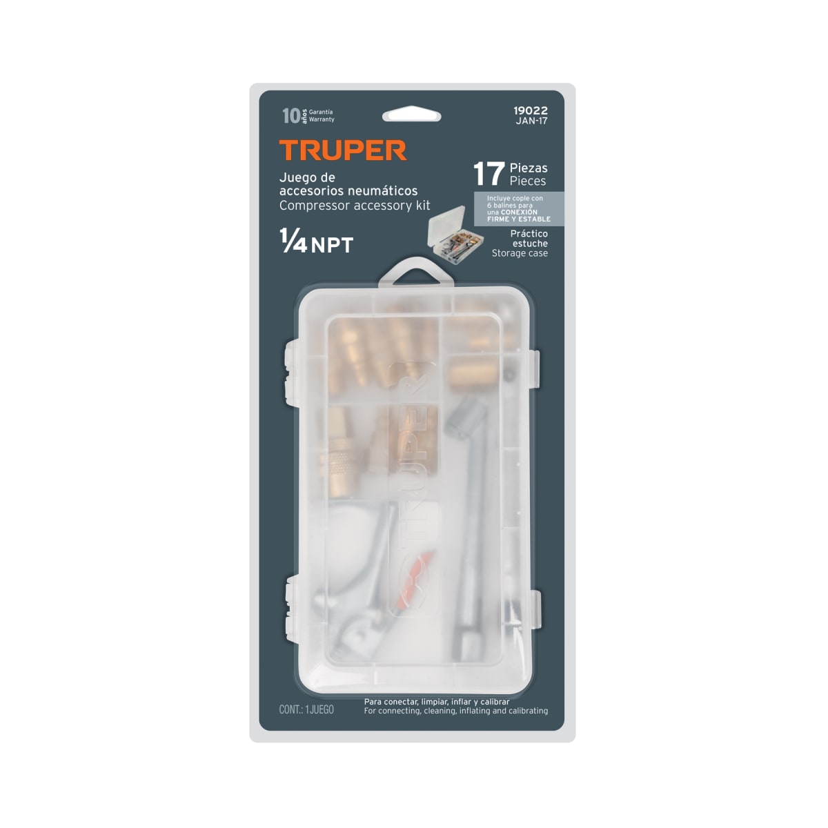 Juego De Accesorios Neumaticos 17 Piezas P/Limpieza 1/4