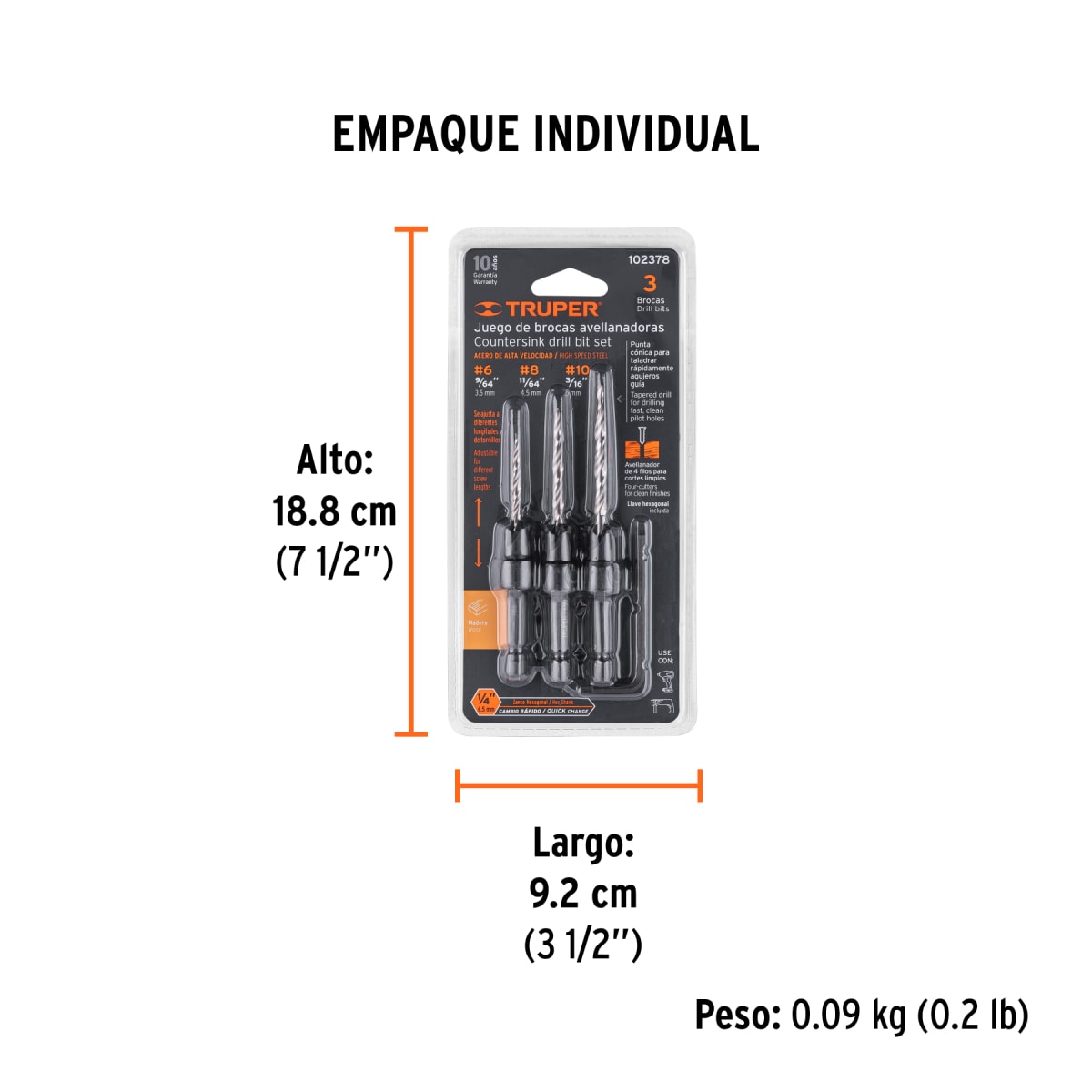 Juego De Brocas Avellanadoras HSS 1/4