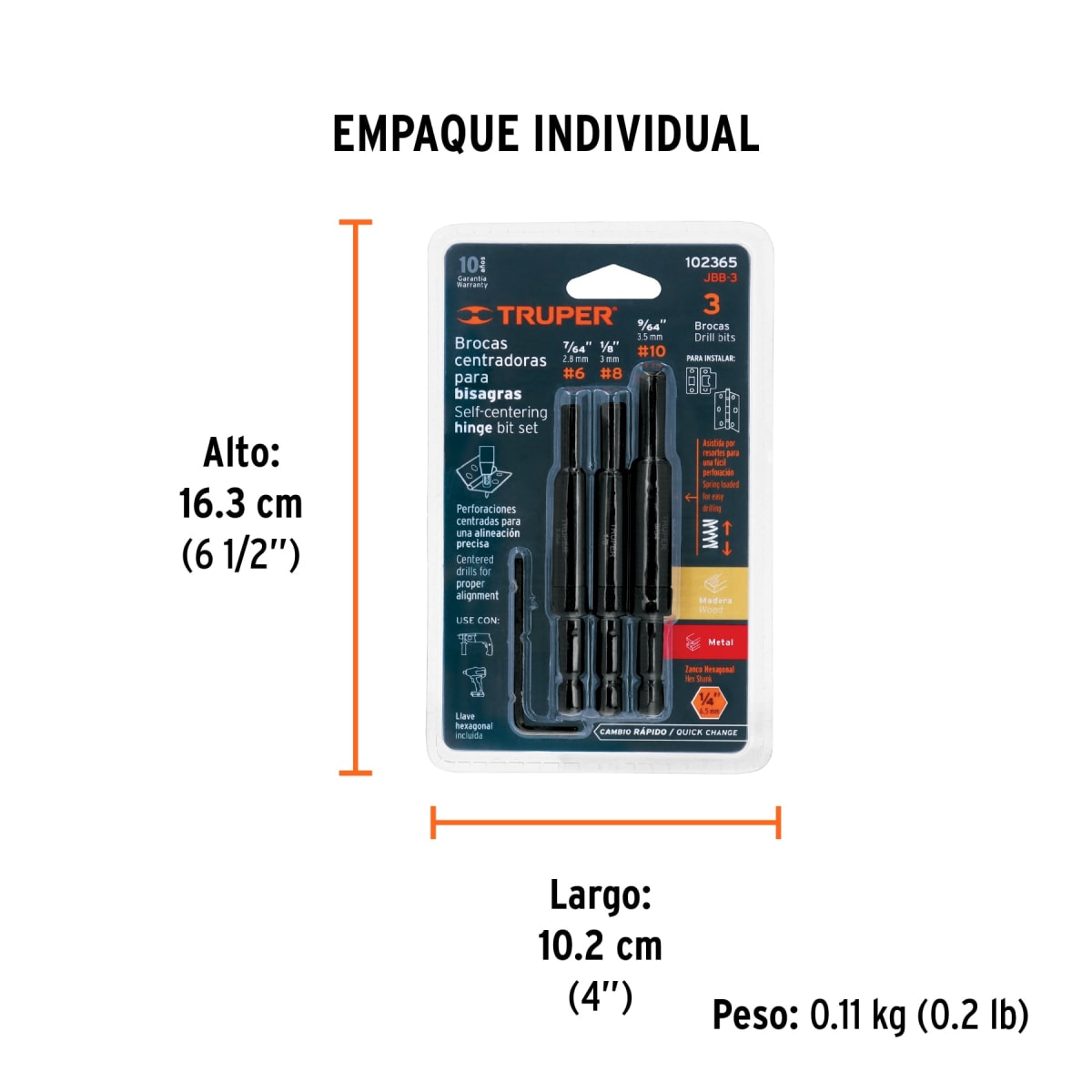 Juego De Brocas Forstner Para Madera 3 Piezas Truper 1023653