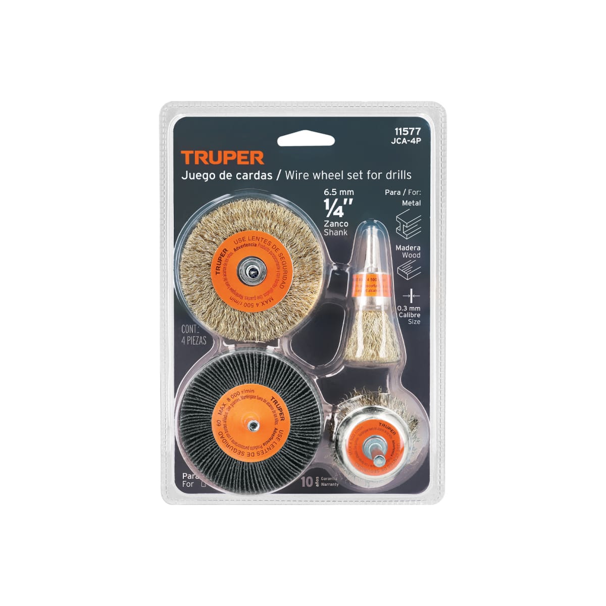 Set De Escobillas Cardas Para Taladro 4Pzs Truper 115774