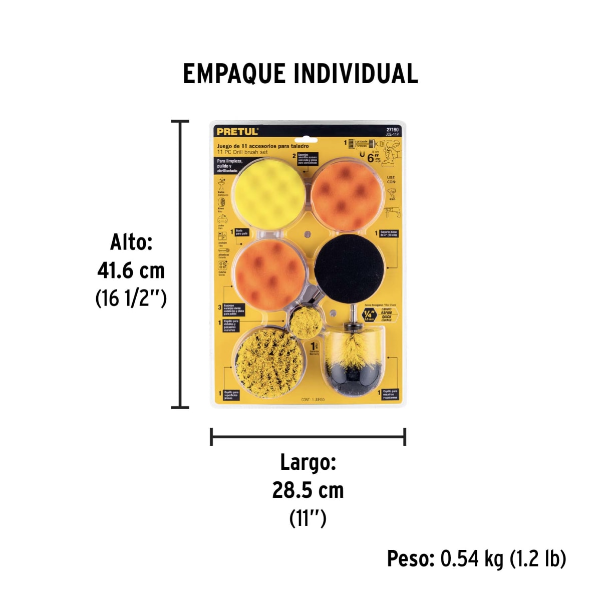 Juego de 11 Accesorios Multiusos  de Limpieza y Pulido  Para Taladro Pretul 271903