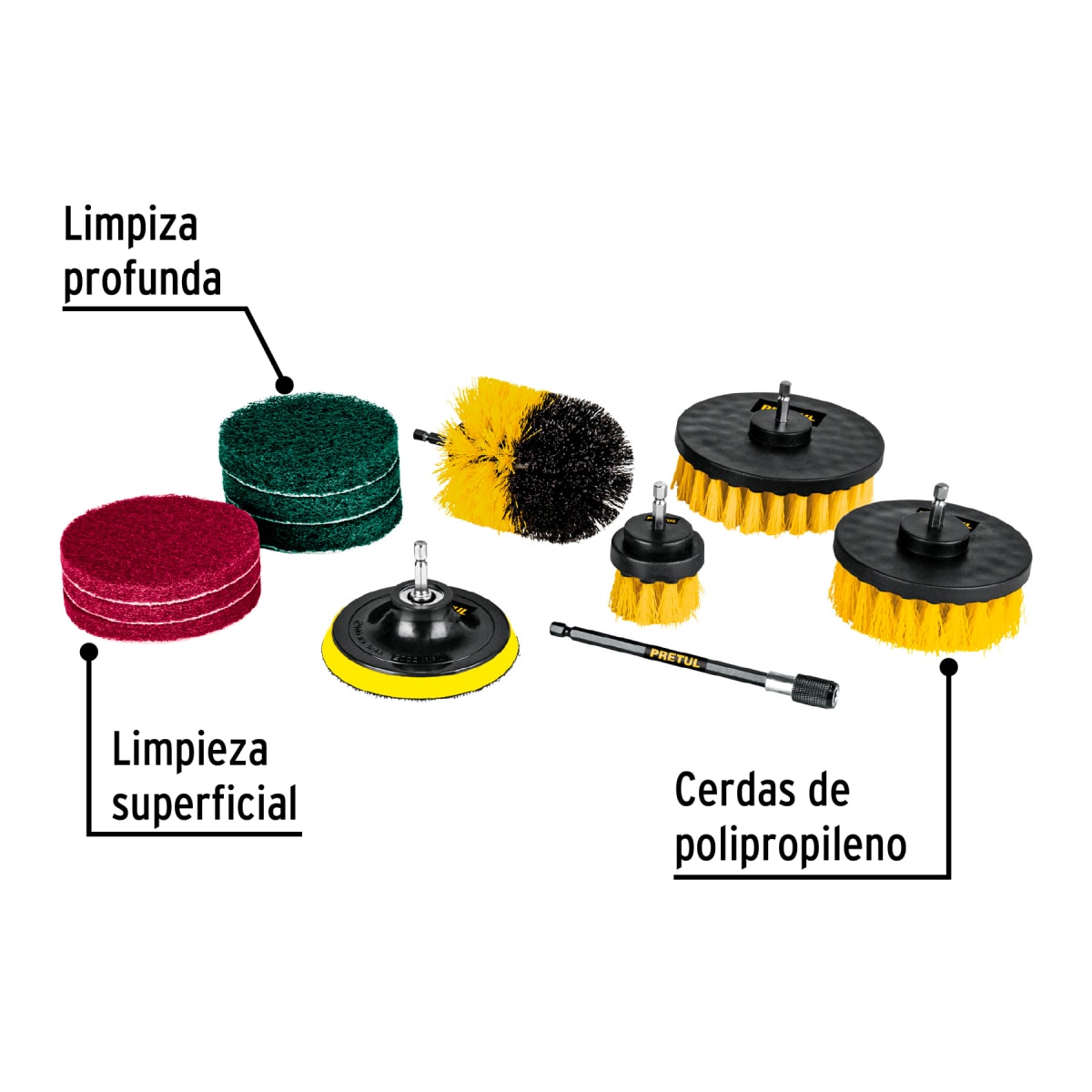 Juego De Accesorios De Limpieza Y Pulido 12 Piezas Pretul 271912