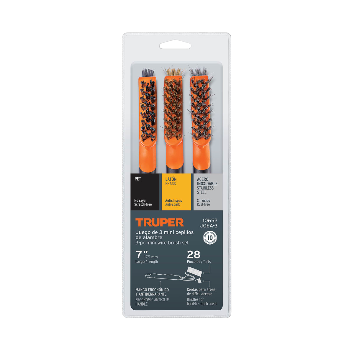 Juego De 3 Minicepillos De Alambre 28 Pinceles Truper 106526