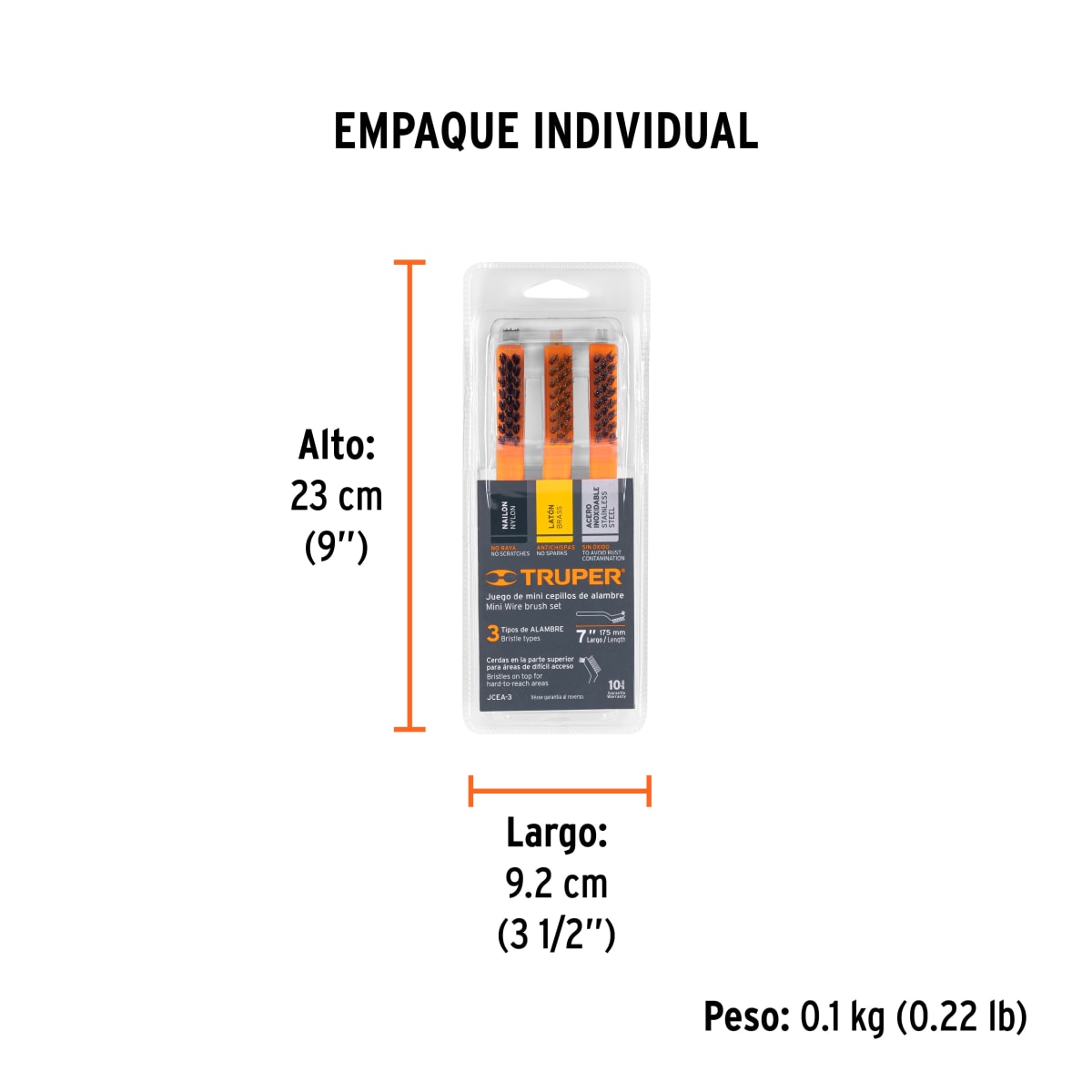 Juego De 3 Minicepillos De Alambre 28 Pinceles Truper 106523