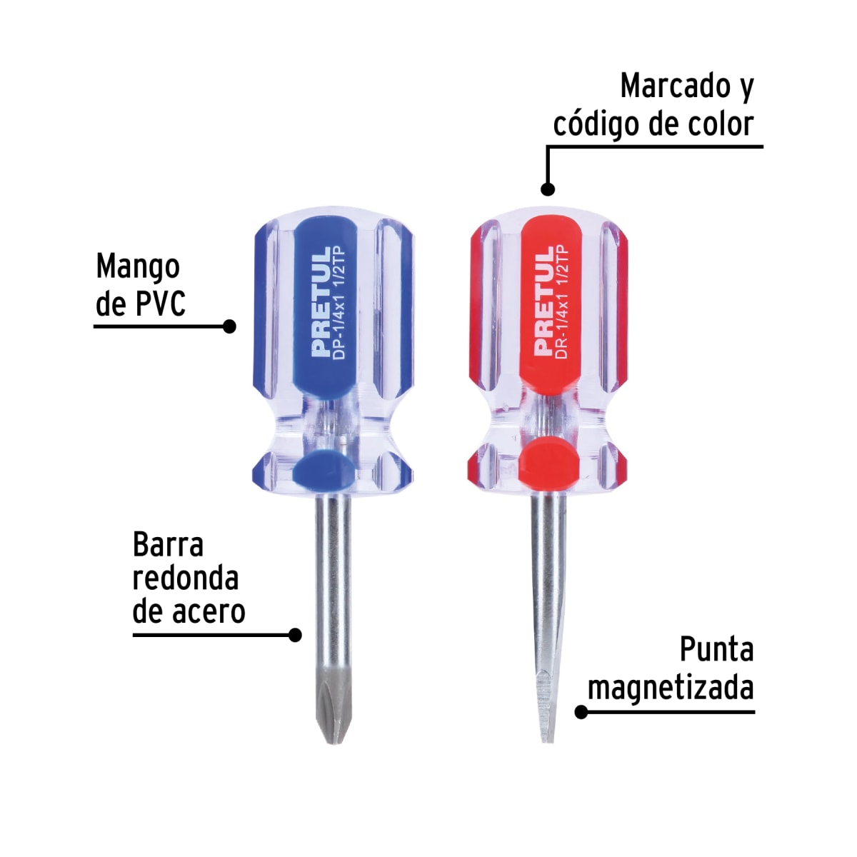 Juego Desarmadores Tipo Trompo 1/4 X 1 1/2