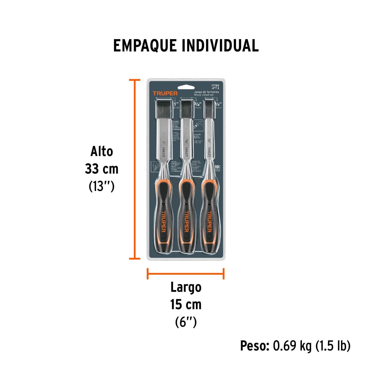 Juego De 3 Formones Truper 177594