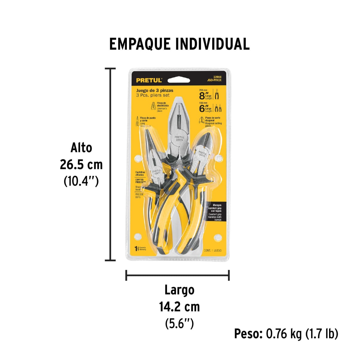Juego de Alicates 3 Piezas Pretul 229662