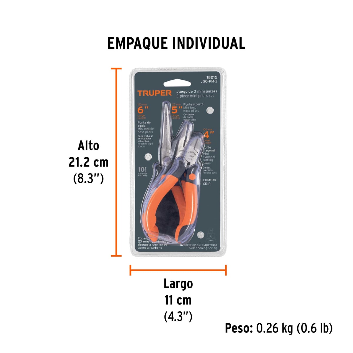 Juego De 3 Alicates Miniatura Comfort Grip Truper 182152