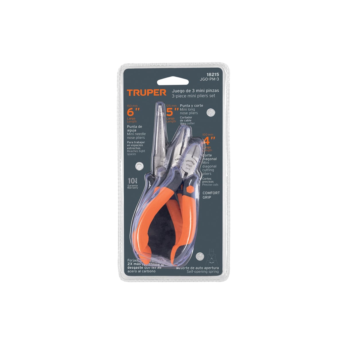 Juego De 3 Alicates Miniatura Comfort Grip Truper 18215 0