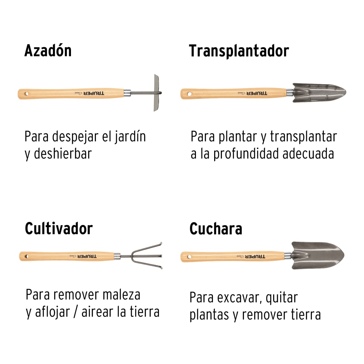Juego De 4 Herramientas Para Jardín Mango 12-1/4