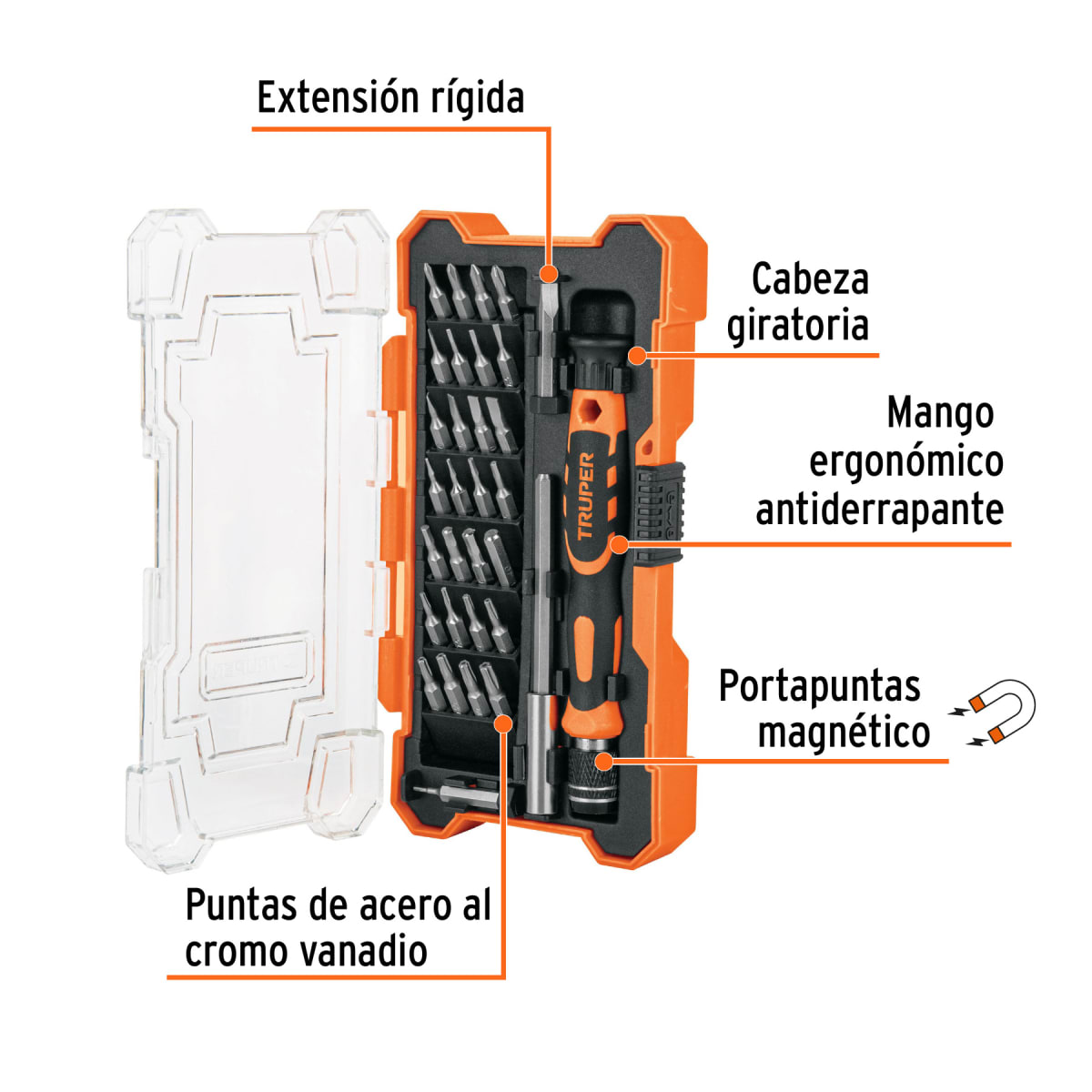 Juego Desarmador Joyero Con 30 Puntas Truper 141623