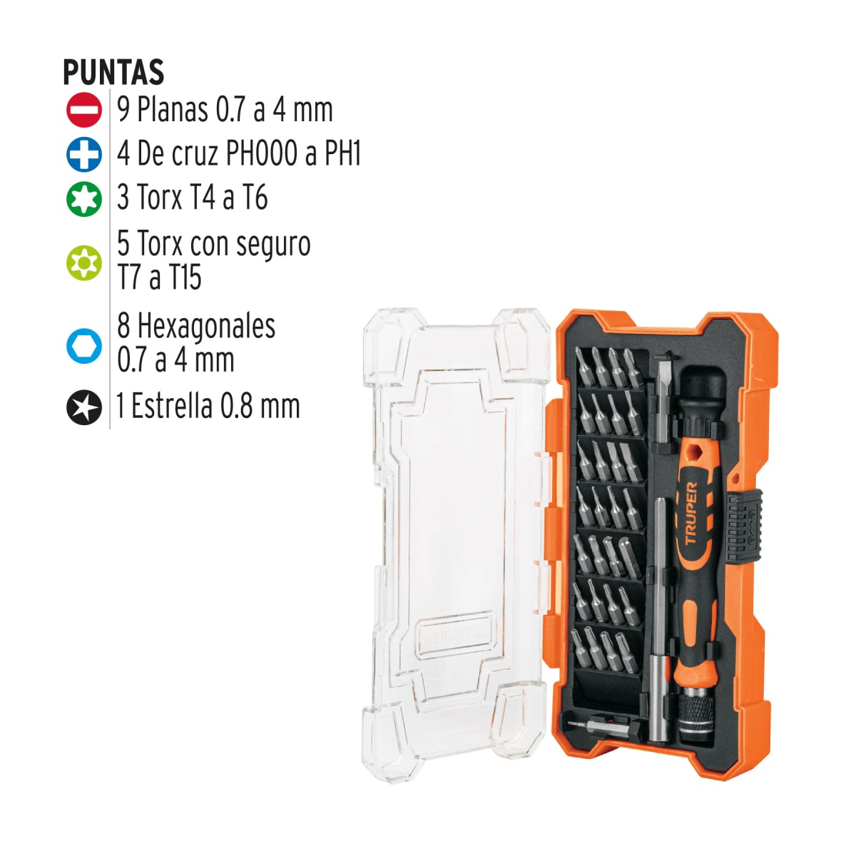 Juego Desarmador Joyero Con 30 Puntas Truper 141622