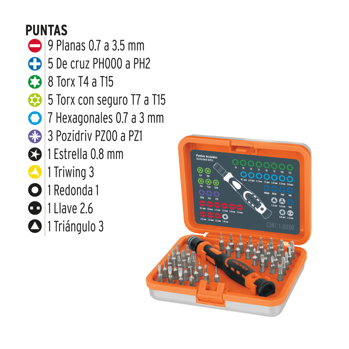 Desarmador De Joyero Con 42 Puntas Truper 141633