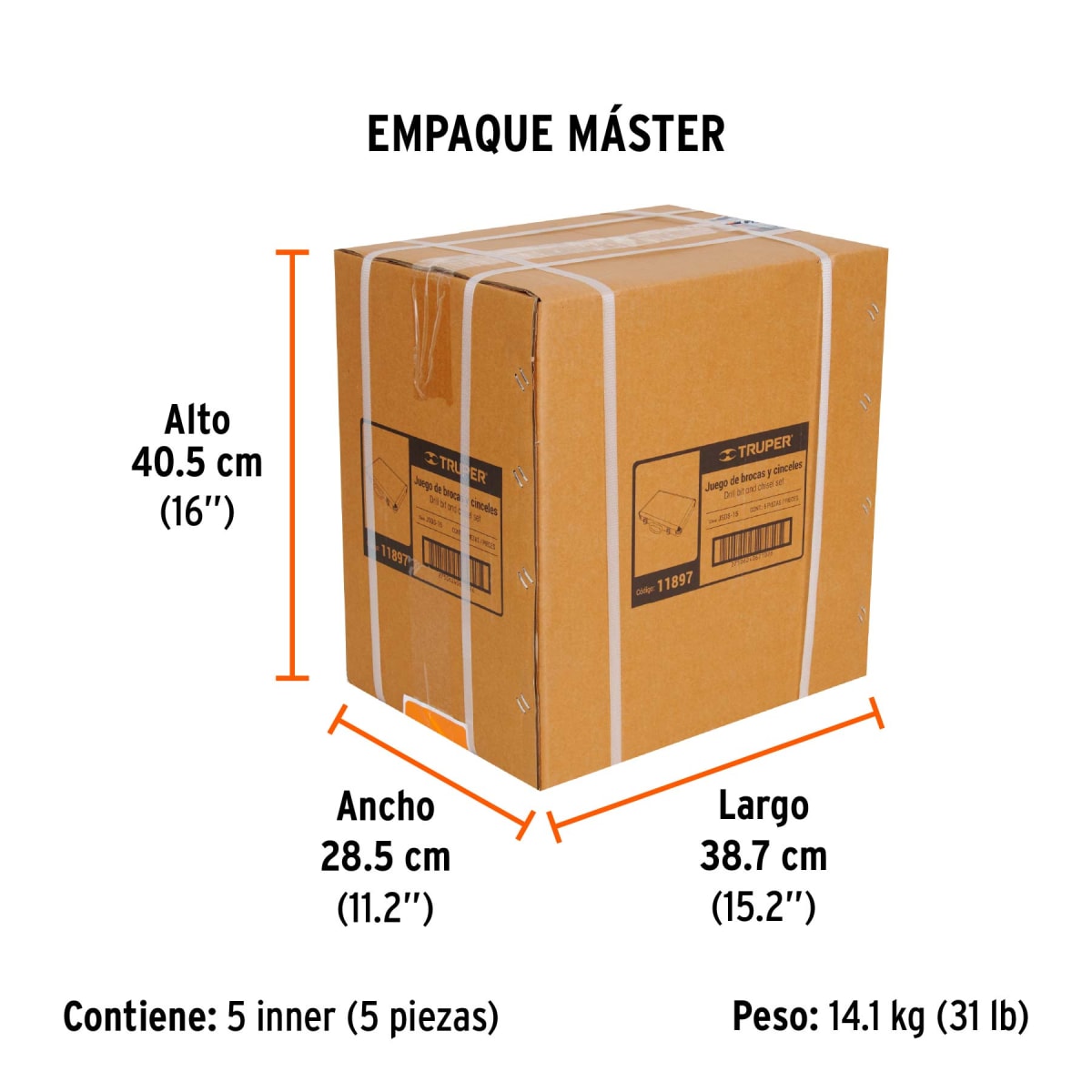 Juego De 15 Brocas Y Cinceles SDS Plus En Estuche Truper 118975