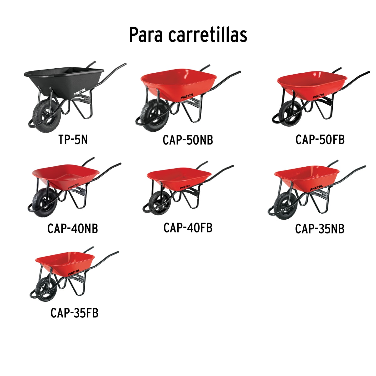 Kit De Tornillos, Chumaceras Y Eje P/Carretillas TP-5N Y Rojas PRETUL 206392