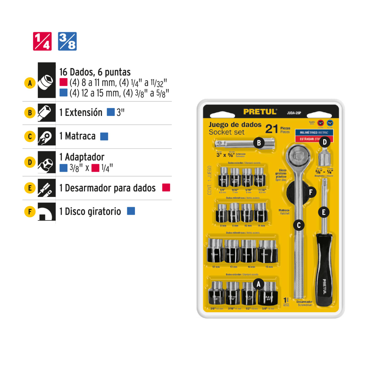 Juego De Dados De 25 Piezas Pretul 211623