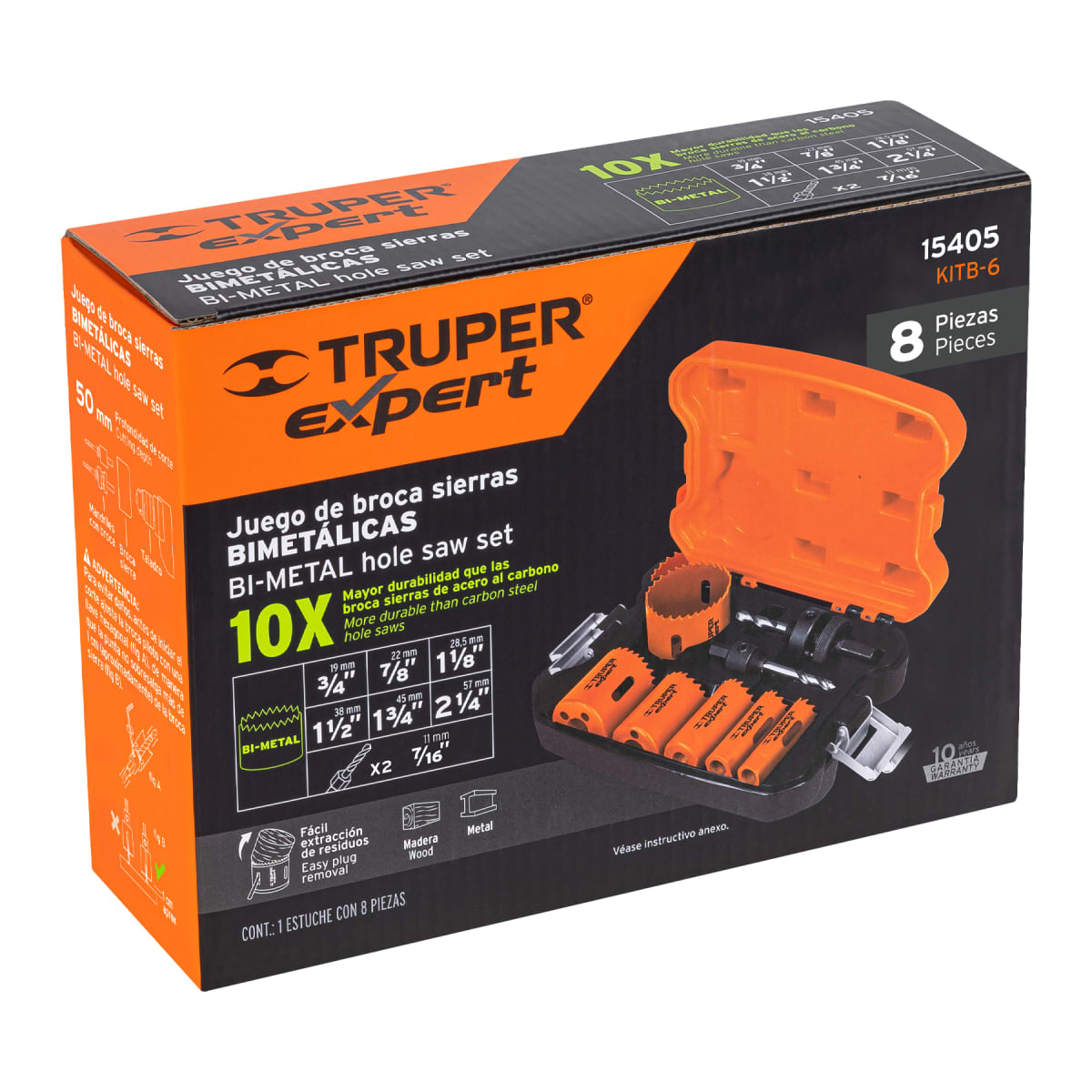 Juego De 6 Brocasierras Bimetálicas Y 2 Mandriles Truper 154053