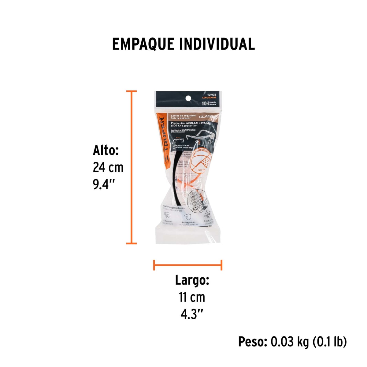 Lentes De Seguridad Mica Clara Con Antiempaño, Classic4