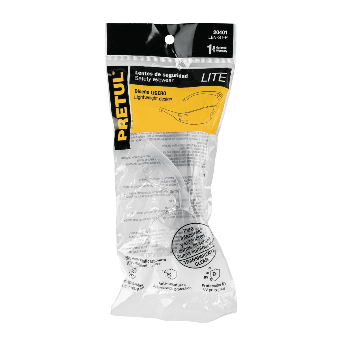 Lentes De Seguridad Color Transparente  Pretul 204013