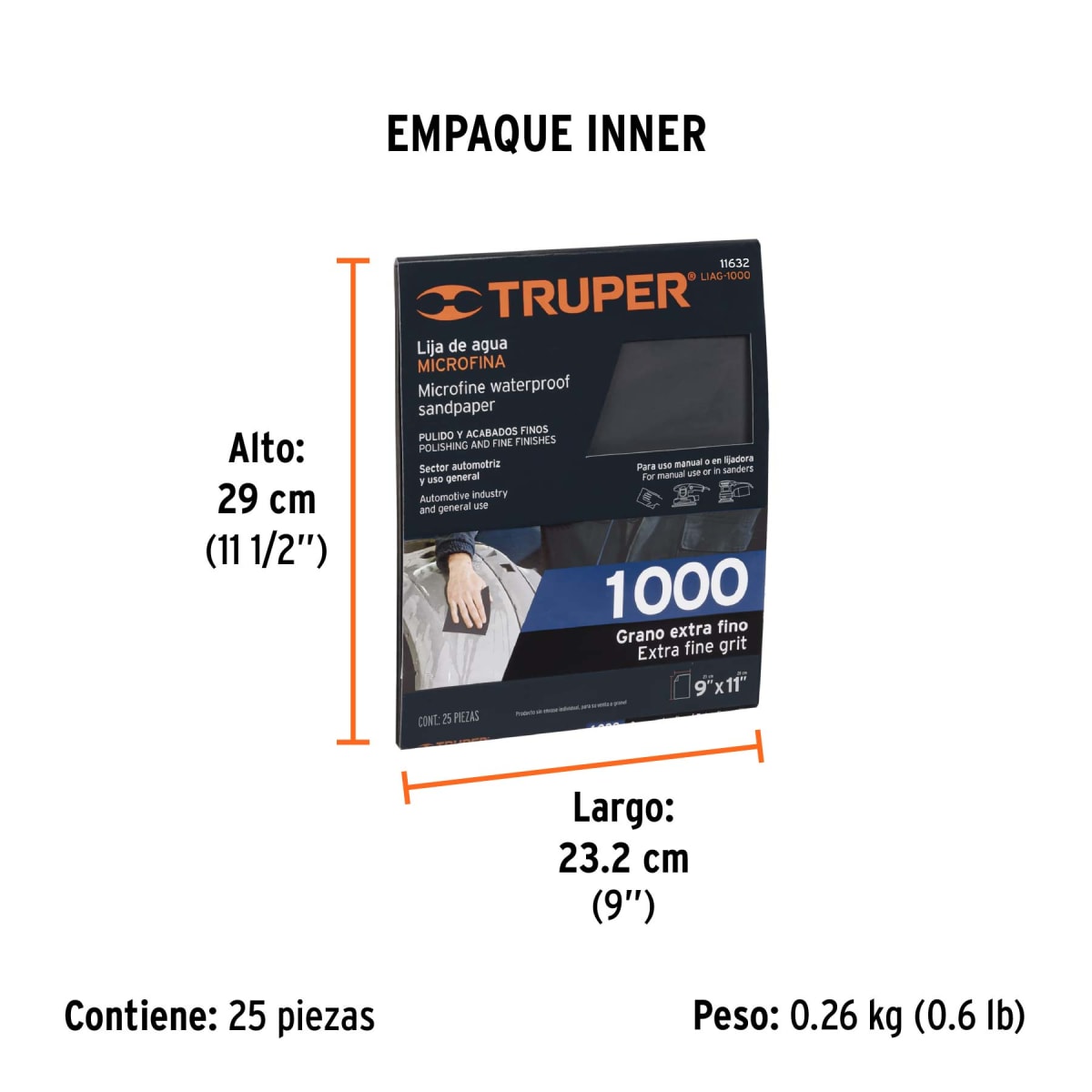 Lija De Agua Microfina Grano 1000 Truper 116326