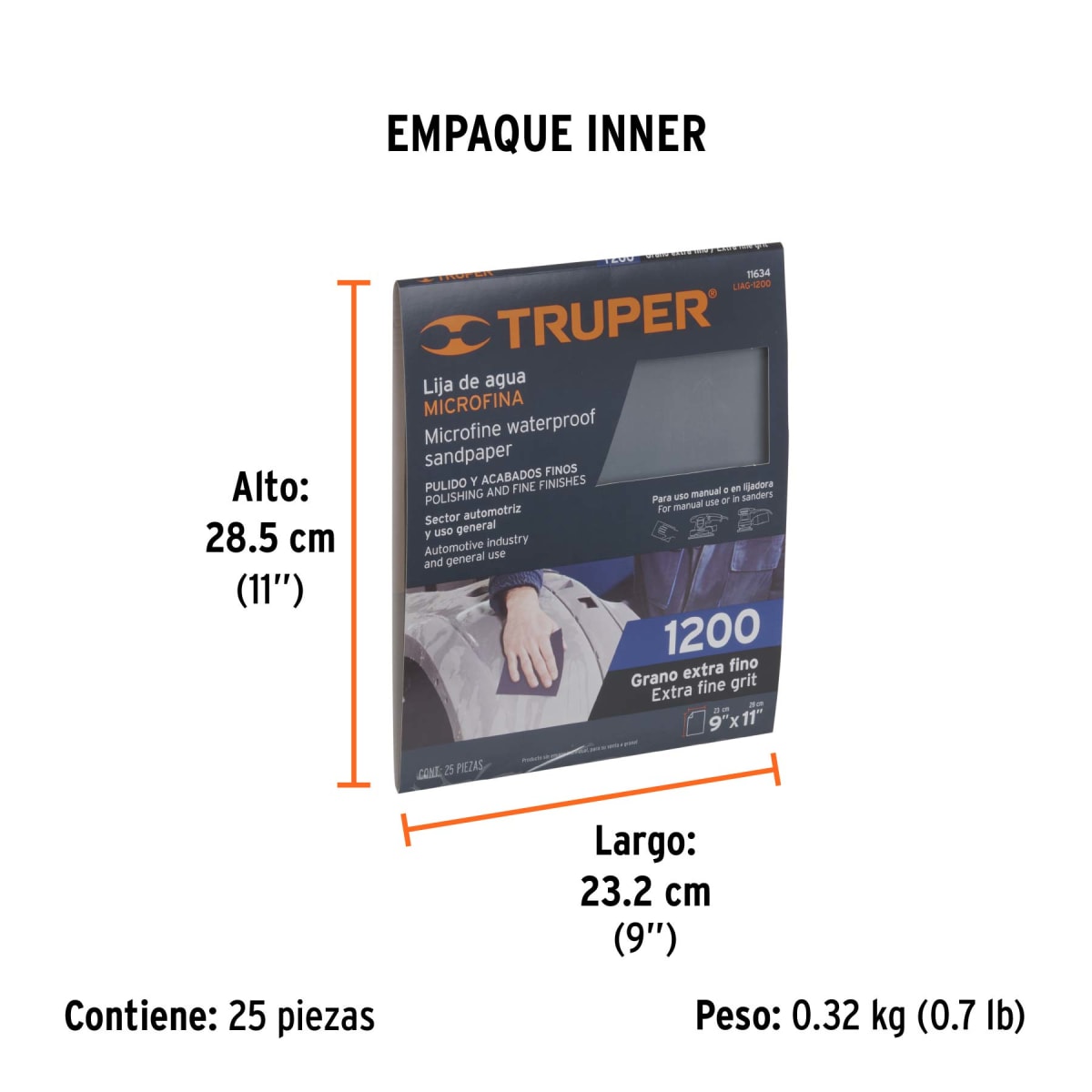 Lija De Agua Microfina Grano 1200 Truper 116346