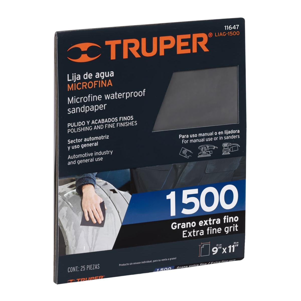 Lija De Agua Microfina Grano 1500 Truper 11647 0