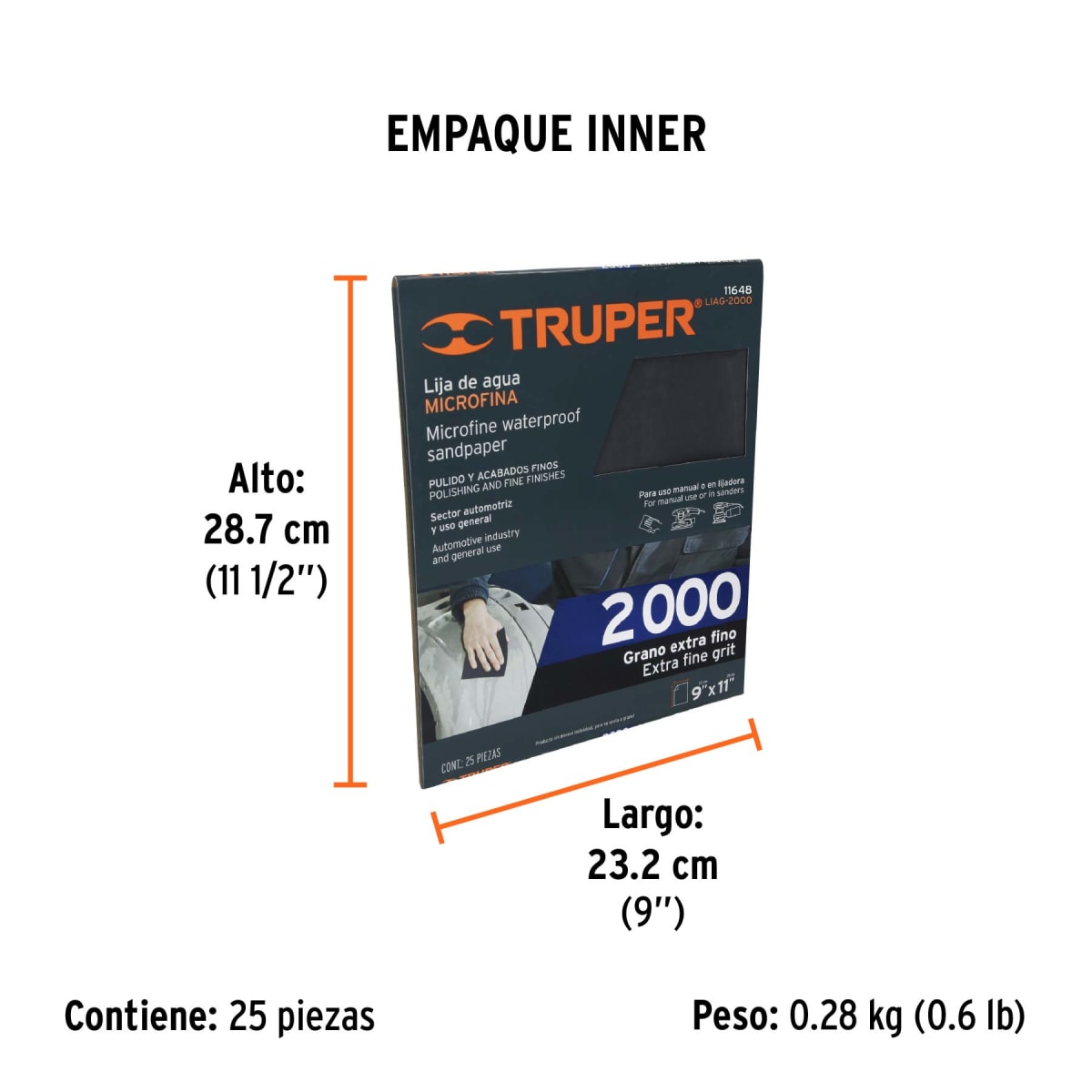 Lija De Agua Microfina Grano 2000 Truper 116486