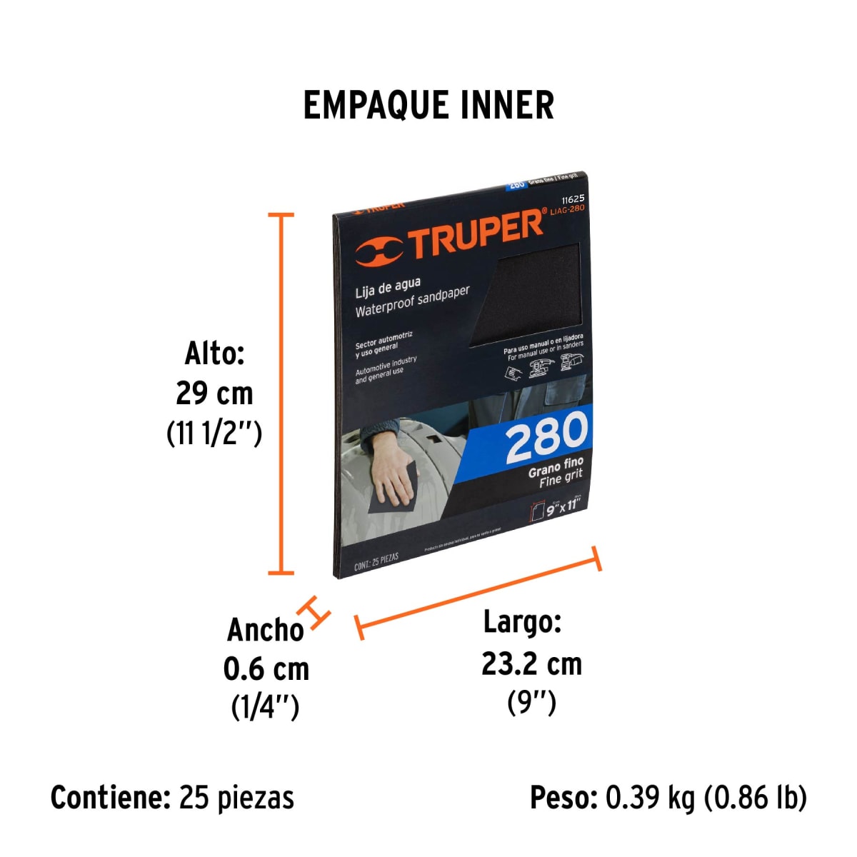 Lija De Agua Grano 280 11625 Truper6