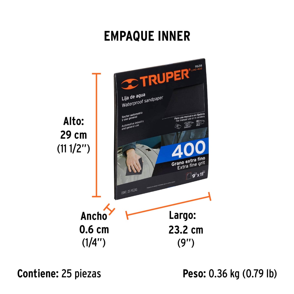 Lija De Agua Grano 400 Truper 116286