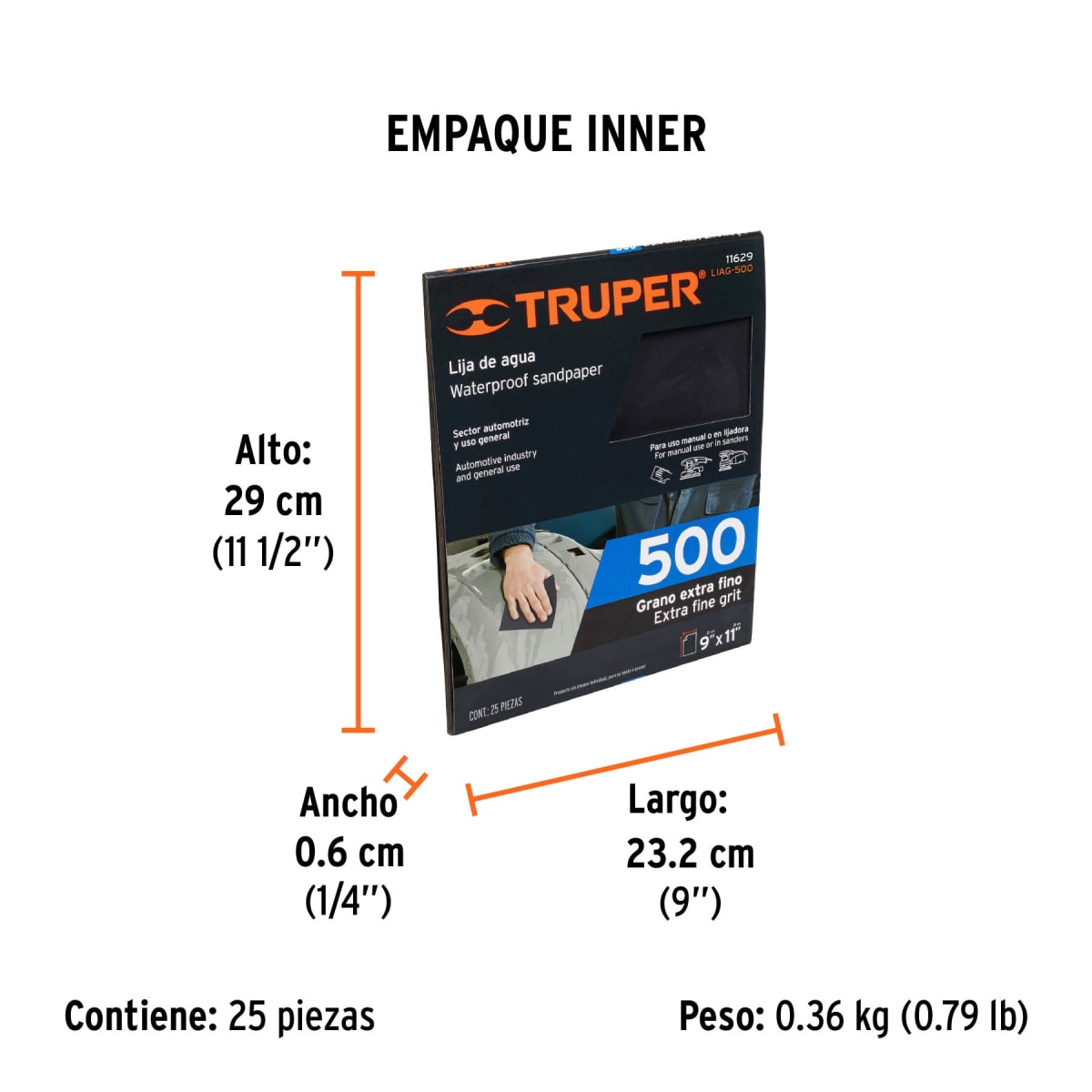 Lija De Agua Grano 500 Truper 116296