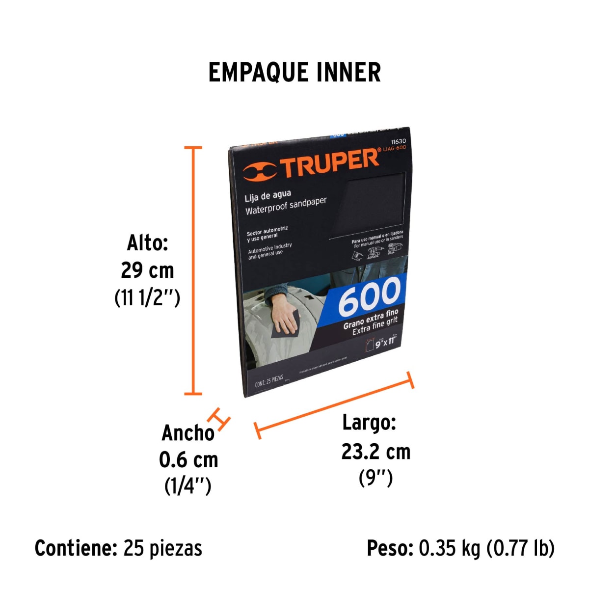 Lija De Agua Grano 600 Truper 116306