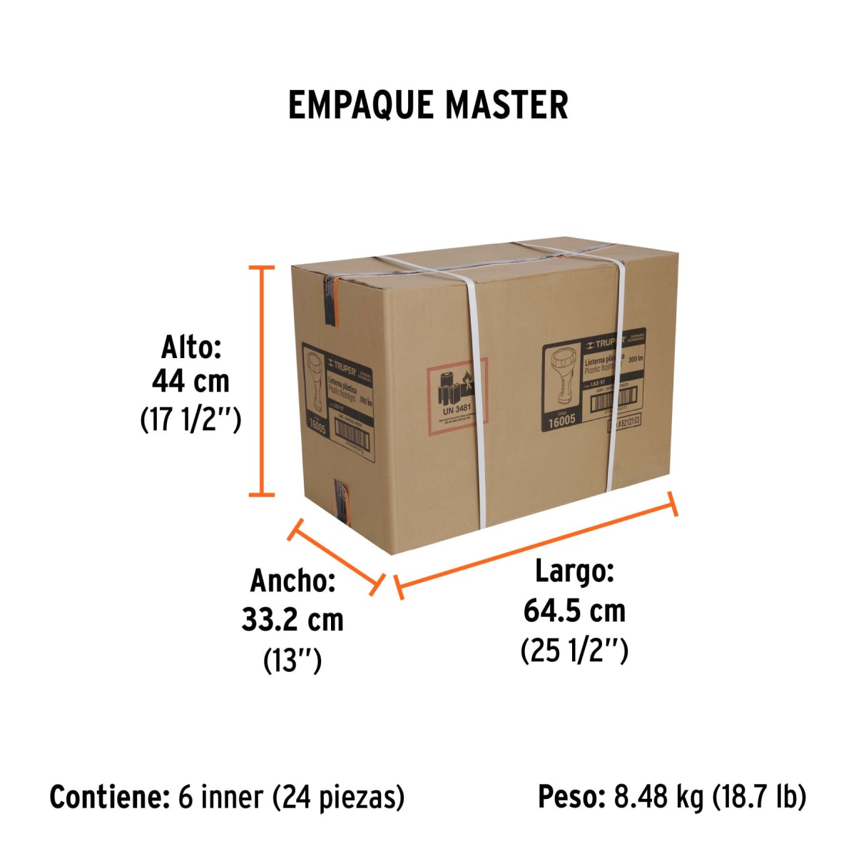 Linterna Plástica Recargable Led, 300 Lm Truper 160057