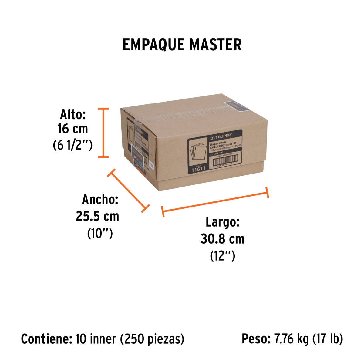Lija Para Madera Grano 100 Truper 116117