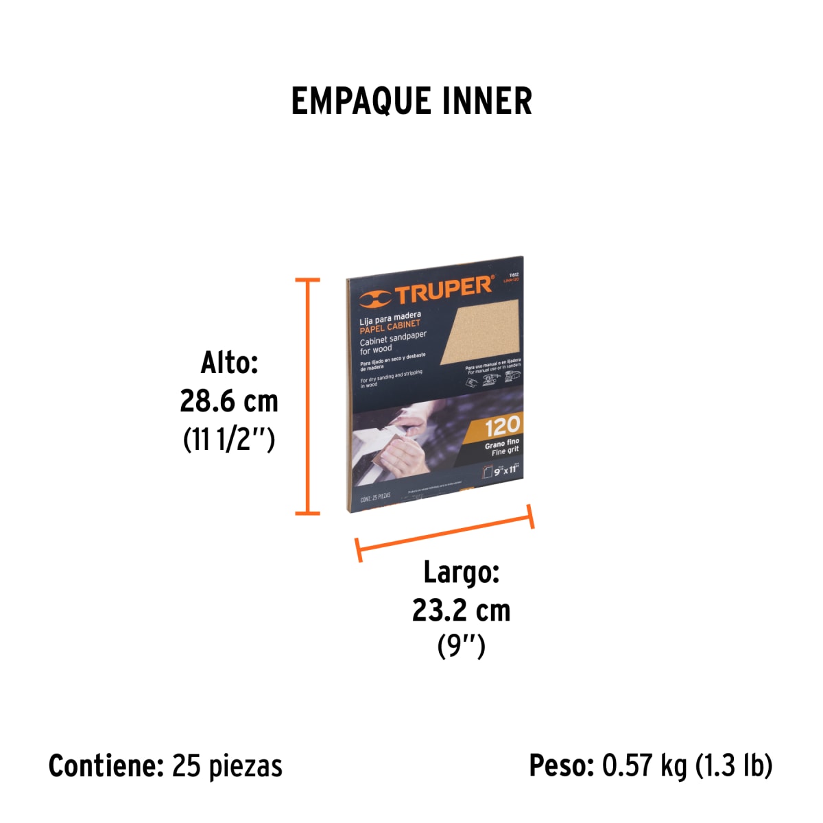 Lija Para Madera Grano 120 Truper 116126