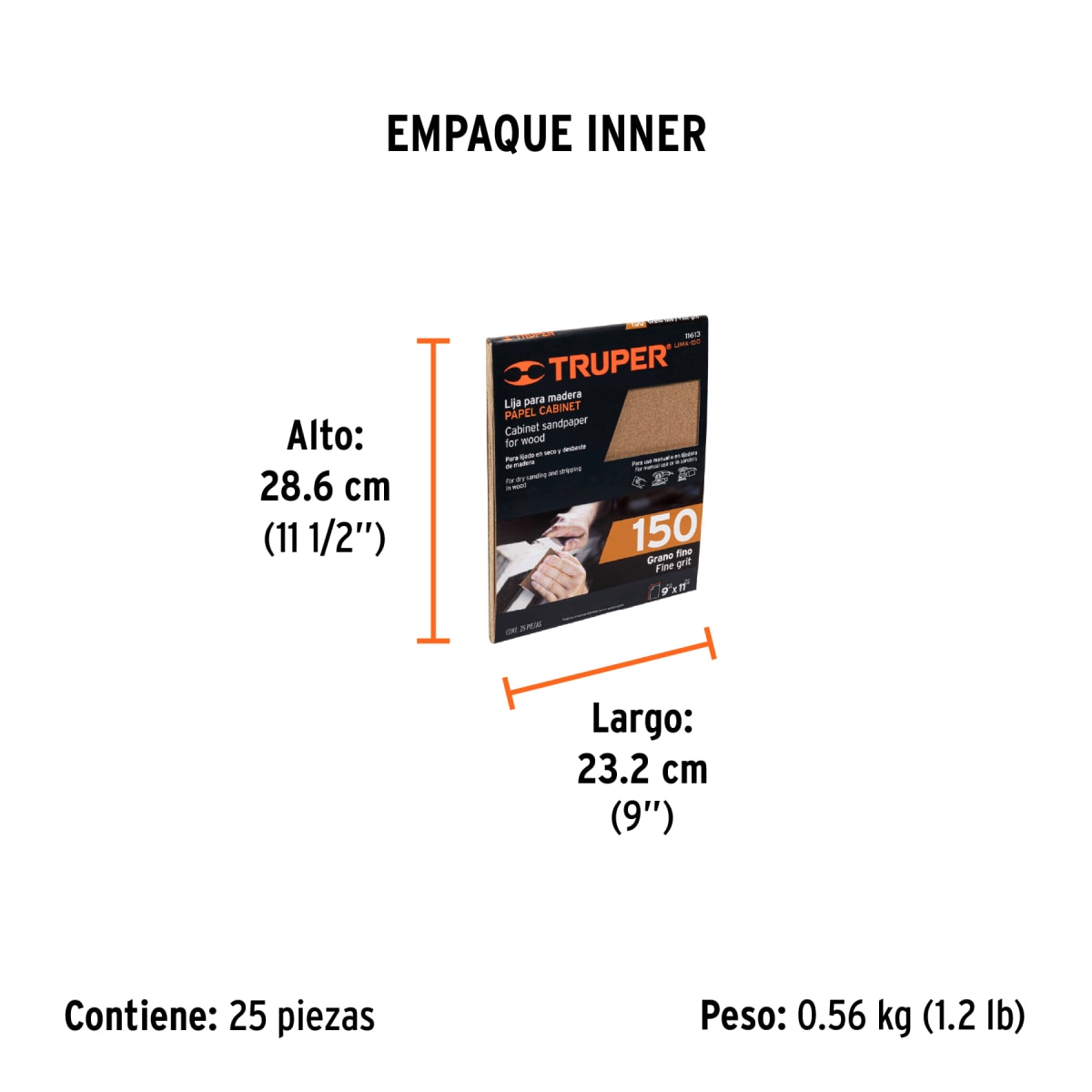 Lija Para Madera Grano 150 Truper 116136