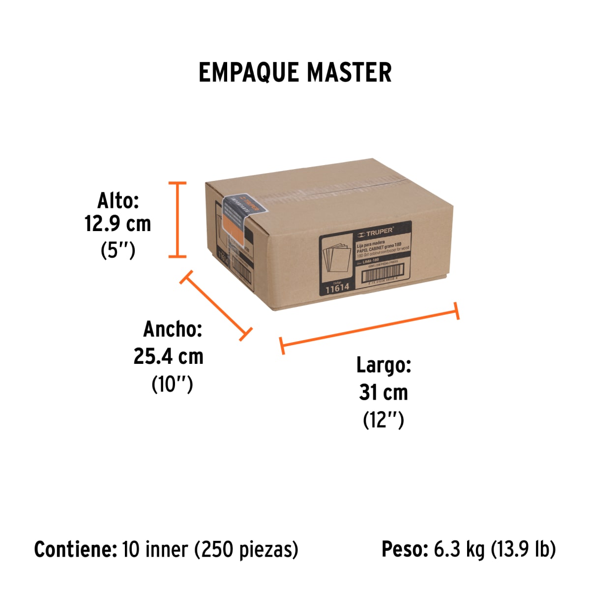 Lija Para Madera Grano 180 Truper 116147