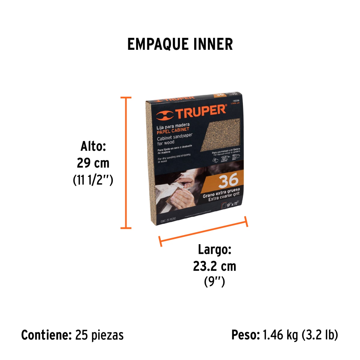 Lija Para Madera Grano 36 Truper 116066